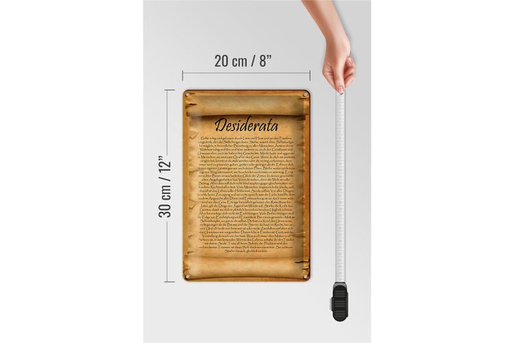 Blechschild Spruch 20x30cm Desiderata Gedicht Max Ehrmann