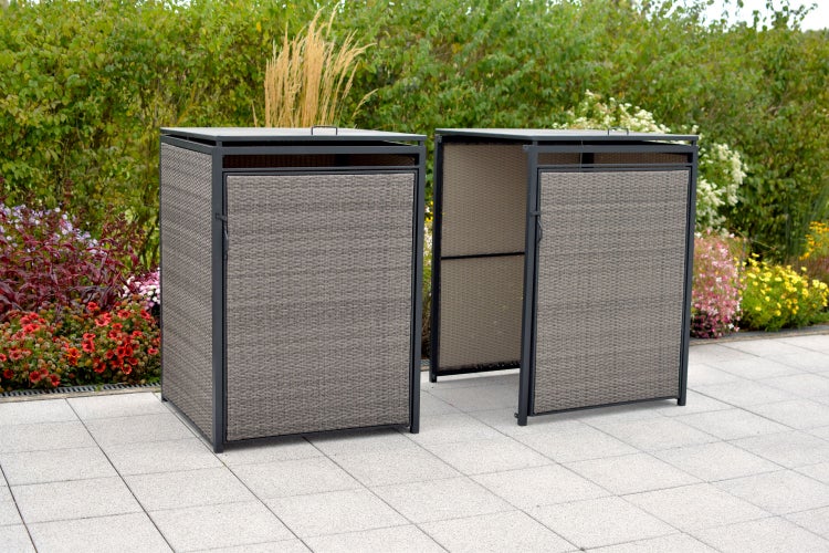 Mülltonnenabdeckung 2er Set, 240 Litern, Aluminium/Kunststoffgeflecht