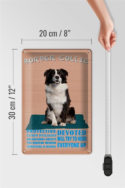 Blechschild Spruch 20x30cm Border Collie Hund protective