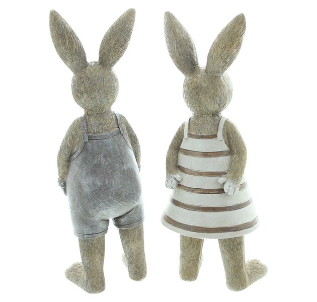 FRANK FLECHTWAREN | Hase Lio & Mia, 2er Set, POLYRESIN, 10 x 8 x 29 cm