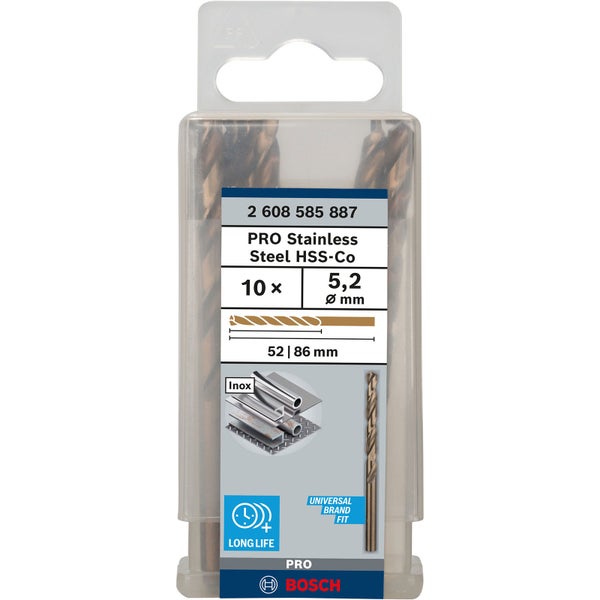 Bosch PRO Stainless Steel HSS-Co Spiralbohrer 5,2 x 52 x 86 mm - 2608585887