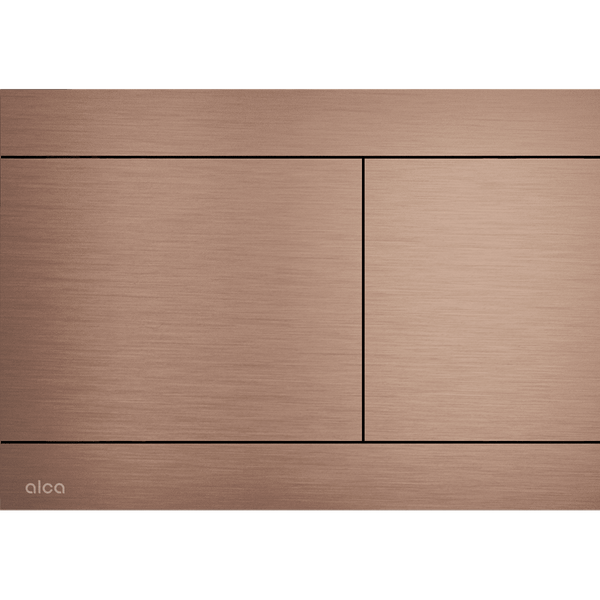 Alca Betätigungsplatte für die Toilette aus gebürstetem Metall in Kupferoptik mit Zwei-Mengen-Spülung.