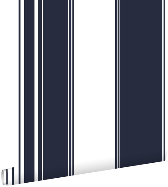 ESTAhome Tapete Streifen Marineblau - 53 cm x 10,05 m - 136417