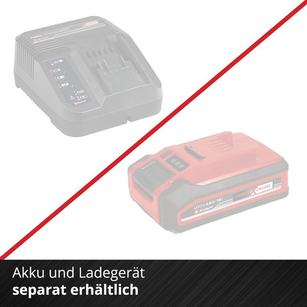 Einhell Power X-Change Akku und Ladegerät sind separat erhältlich.