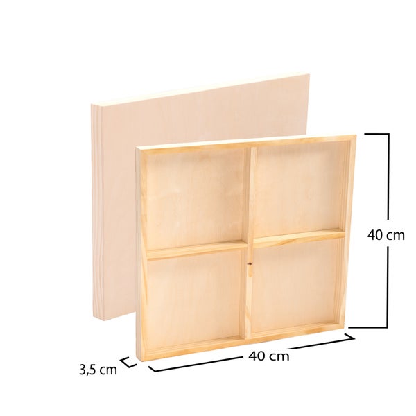 Holz-Malgrund 2er Set 40x40 cm (LxB) Birkenholz naturbelassen, Tiefe 3,8 cm  naturfarben