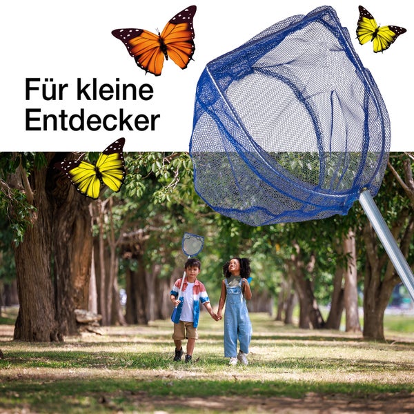 BigDean 2x Kescher für Kinder - Teleskop Kinderkescher - 75cm lang - Zum Fangen von Fischen - Für Teich, Wasser & Pool - Angelkescher klein - Kinderspielzeug Teichkescher Nylon-Netz