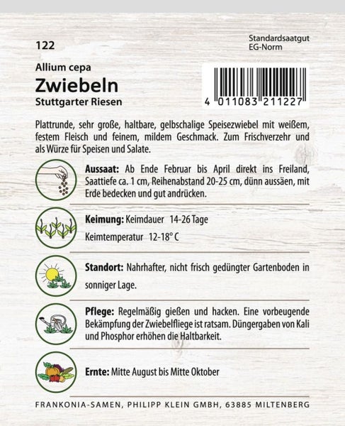 Zwiebeln der Sorte Stuttgarter Riesen, Informationen zu Aussaat, Keimung, Standort, Pflege und Ernte