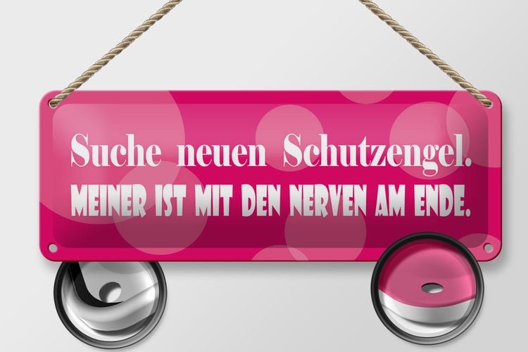 Blechschild Spruch 27x10cm Suche neuen Schutzengel Dekoration