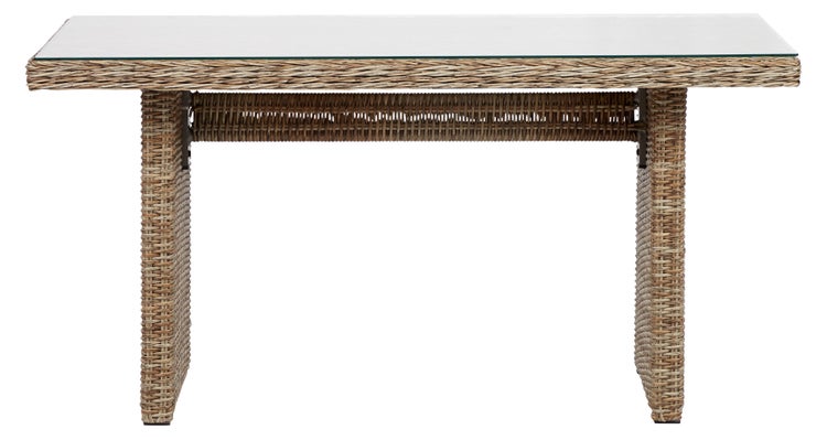 Gram Gartentisch 142 x 76 cm, mit Glasplatte, natur. 142 X 76 X 68 cm