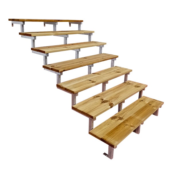 OSLO - Stahltreppe Außen H122cm 7 Treppenstufen Holz KDI Breite 120cm