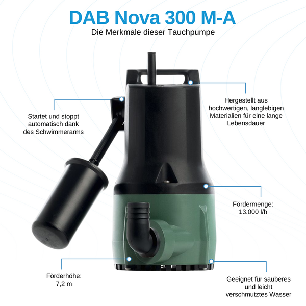 DAB Nova 300 M-A Tauchpumpe für klares und leicht verschmutztes Wasser