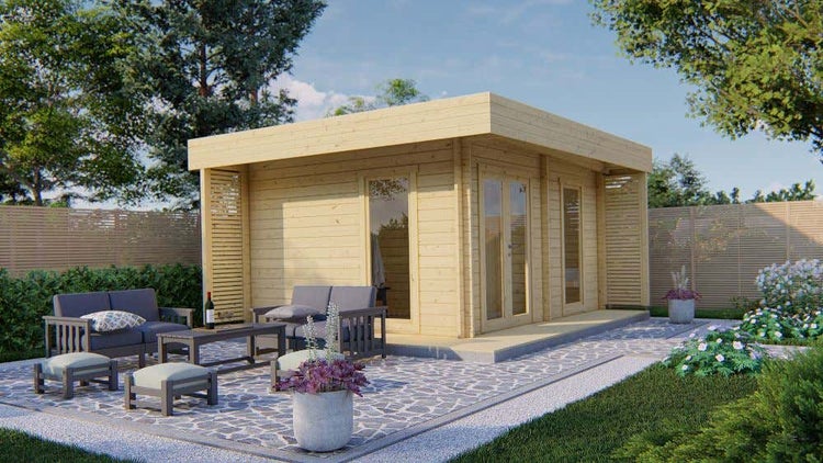 FinnTherm Saunahaus Petri Gartensauna Sauna mit 70 mm Wandstärke Außensauna
