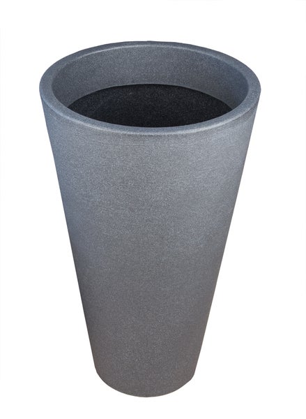 BigDean Pflanzkübel in Stein-Optik - 70 x 40 cm - 50 Liter - hoher Blumenkübel in Anthrazit - konisch - für Innen & Außen - frostsicher & wasserdicht