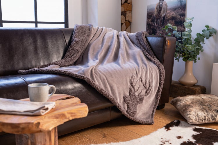 FRANK FLECHTWAREN | Kuscheldecke Hirsch, POLYESTER, 130 x 170 cm