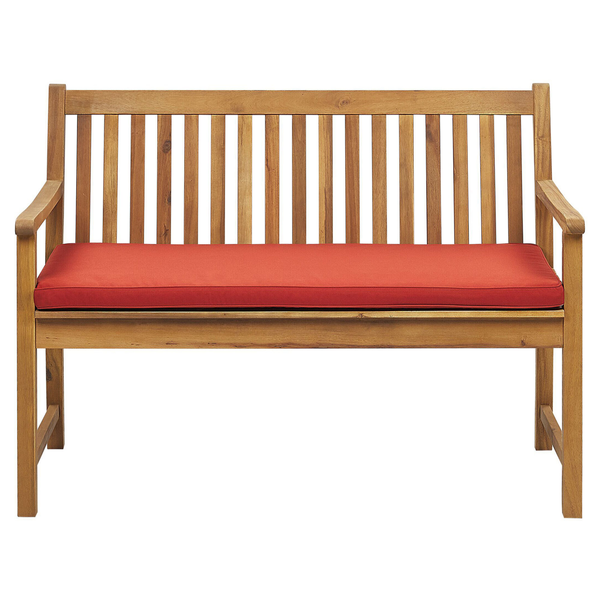 Gartenbank mit Auflage VIVARA 120 cm zertifiziertes Akazienholz Dunkelrot