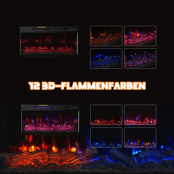 Elektrischer Kamin mit zwölf dreidimensionalen Flammenfarben