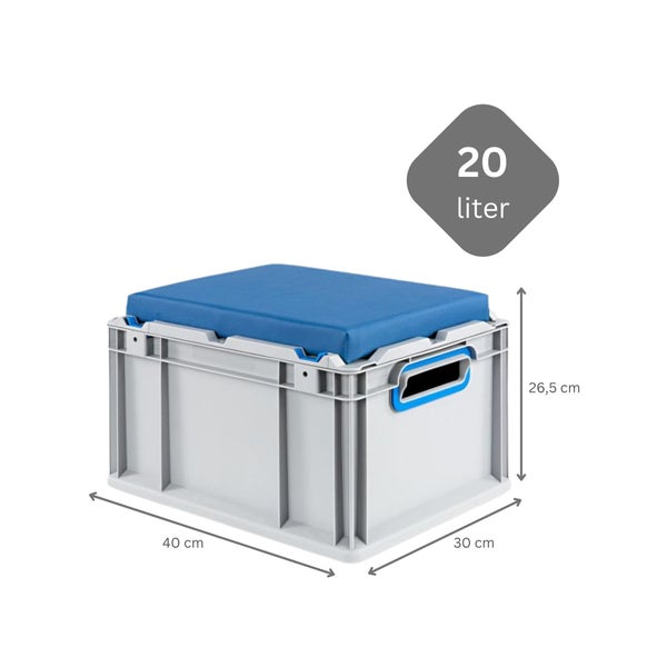 PROREGAL SparSet 6 x Eurobox NextGen Seat Box Blau HxBxT 26,5 x 30 x 40 cm 20 Liter Griffe Offen Eurobehälter Sitzbox Transportbox