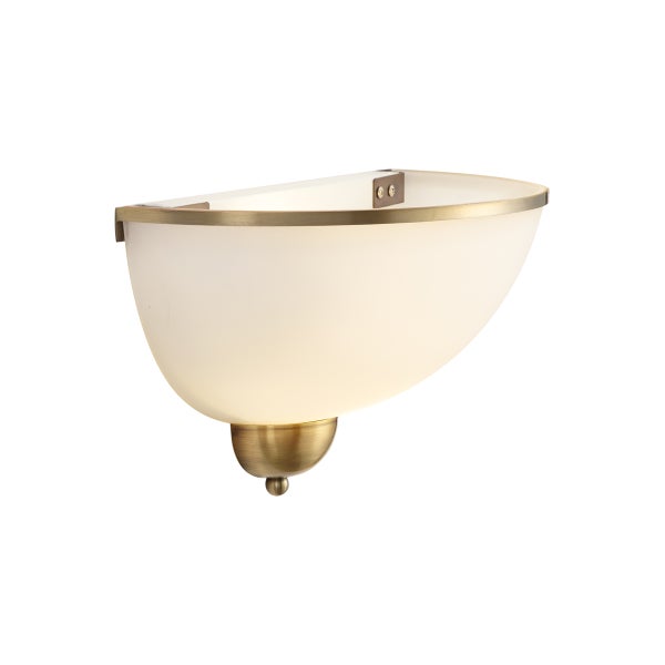 Halbrunde Wandleuchte aus Metall und Glas
