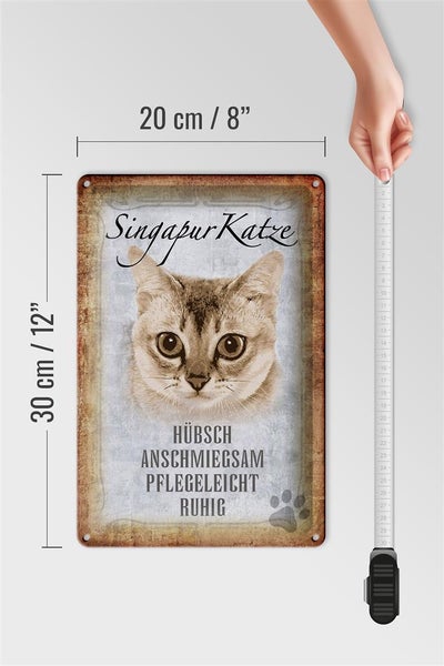 Blechschild Spruch 20x30cm Singapur Katze Schild