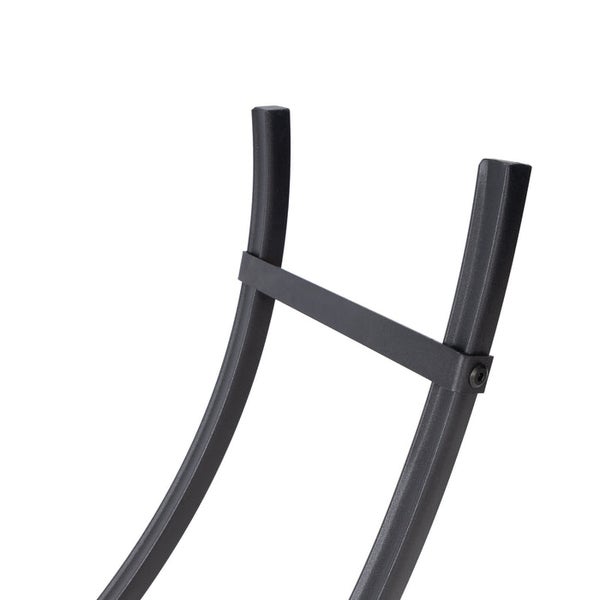FLOORDIREKT Kaminholzregal Santorini - Schwarz - Rundes Brennholzregal - für Innen und Außen - 92 x 55 x 21 cm