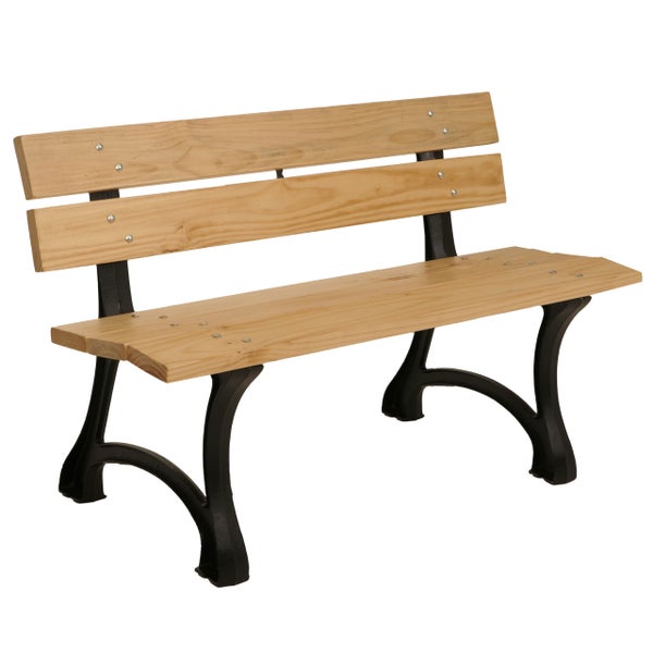 Gartenbank aus Holz mit Metallfüßen