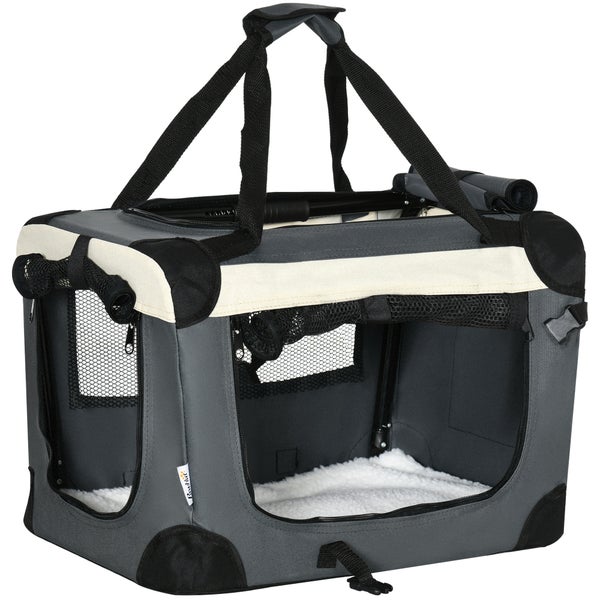 PawHut Tragetasche, 50,5L x 33,5B x 35H cm, Stahl, Oxfordstoff, Netzstoff (100% Polyester), Grau