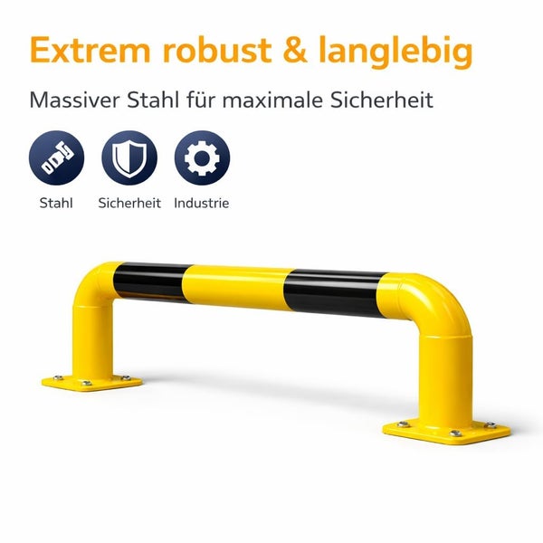 Gelb-schwarzer Schutzbügel aus massivem Stahl für Industrie und Sicherheit, robust und langlebig.