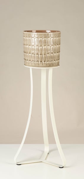 Scheurich Paris 51, Pflanzenständer/Blumenständer/Blumentopfständer/Postament aus Metall Farbe: White Matt, 24 cm Durchmesser, 51,4 cm hoch, 29,6 l Vol.