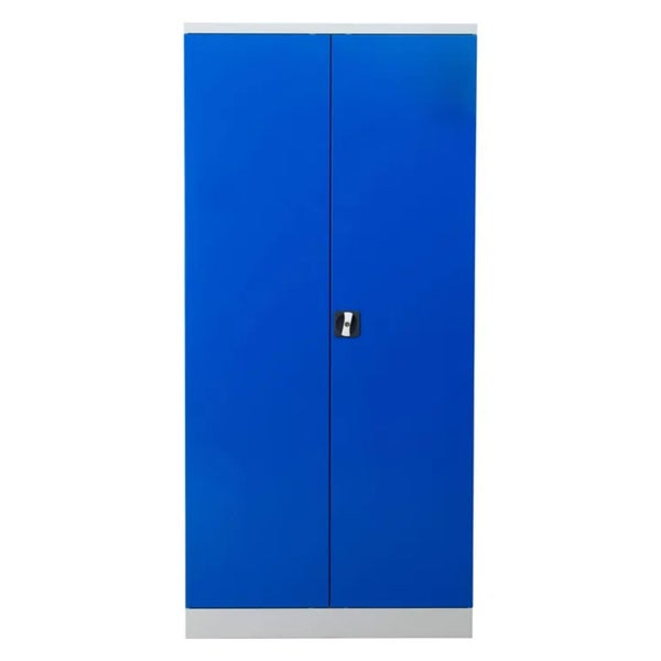 PROREGAL Stahlschrank Bee 9 Fachböden HxBxT 195 x 92 x 42 cm Pulverbeschichtetes Fachbodenmaterial Grau & Blau