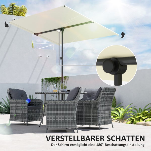 Outsunny Sonnenschirm 180 Grad drehbar Höhenverstellbar Gartenschirm mit Aluminium-Mast Marktschirm Sonnenschutz Schirm Ampelschirm Parasol Balkonschirm Sonnenschirm für Balkon 150x205cm Beige