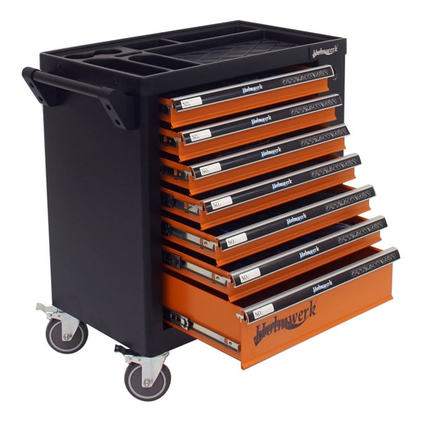 Holmwerk®  Werkstattwagen orange 252 tlg. XXL bestückt gefüllt Assistent Werkzeugwagen