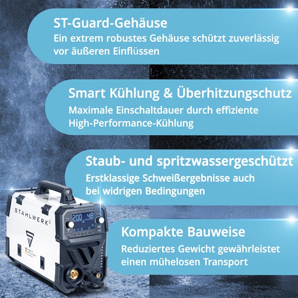 STAHLWERK Schweißgerät MIG MAG 200 Spot Puls Pro Kombigerät mit Spotfunktion