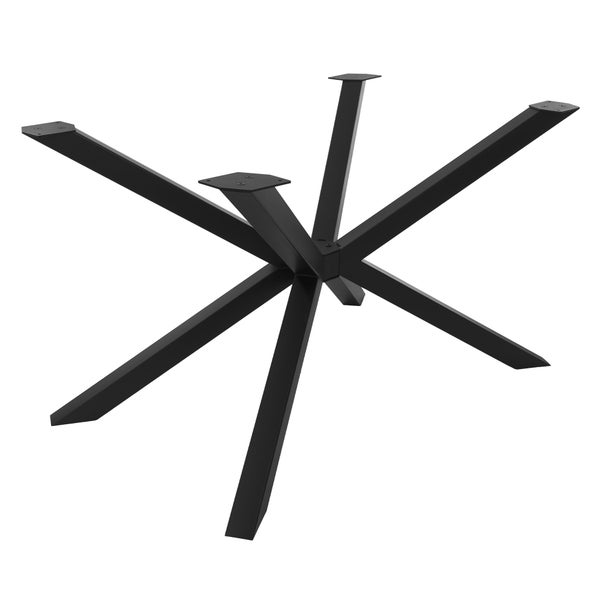 Tischgestell in X Form aus Metall mit Montageplatten für einen stabilen Halt des Tischbeins.