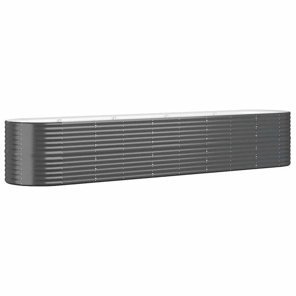 Langes, erhöhtes Gartenbeet aus Metall