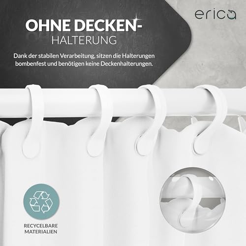 Erica Duschvorhangstange L form 70x90, 70x160 oder 90x140 cm, Duschvorhangstange für Badewannen geeignet, Duschvorhangstange über Eck, Weiße Pulverbeschichteter Stahl, Ohne Bohren