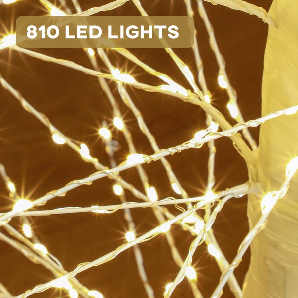 HOMCOM 180 cm Lichterbaum Kunstbaum mit 810 LED, LED Weihnachtsbaum, Weihnachtsdeko für Weihnachten, Geburtstag, Hochzeit, Indoor und Outdoor Weiß