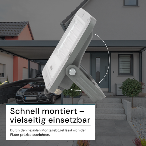 Flexibel verstellbarer LED-Strahler zur Montage im Außenbereich