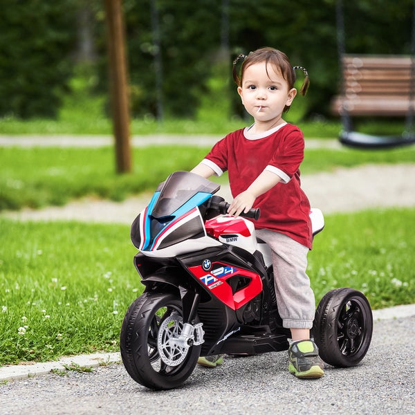 HOMCOM Kinder Elektro-Motorrad, 6V, mit 3 Musikmodi, 2,5km/h, für Kinder ab 18 Monaten, 82,5 x 42 x 54 cm, PP, Metall, Rot