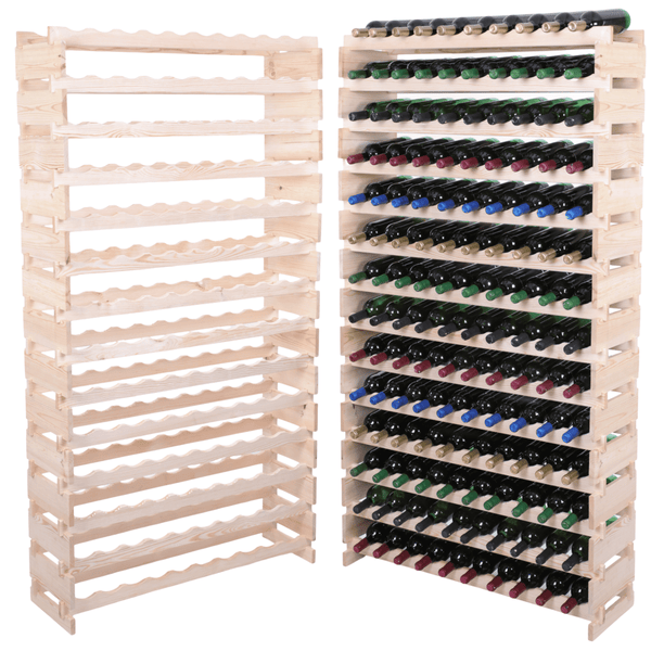 Weinregal VINOTECA FLEX PRO HxBxT 191x103x28cm 140 Flaschen auf 14 Ebenen Massives Kiefernholz Natur unbehandelt