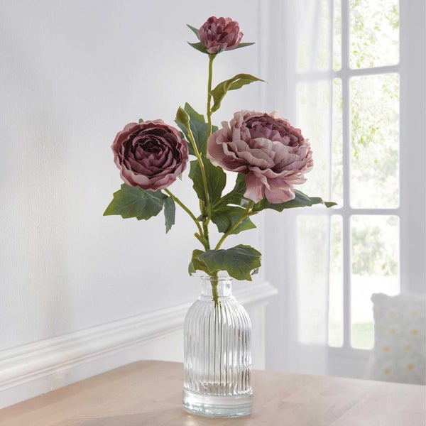 FRANK FLECHTWAREN|Kunstblume Pfingstrosen in Vase, Höhe 37 cm, KUNSTSTOFF, GLAS