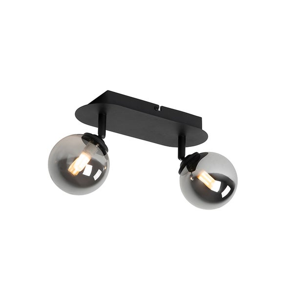 Deckenleuchte mit zwei runden Glasschirmen