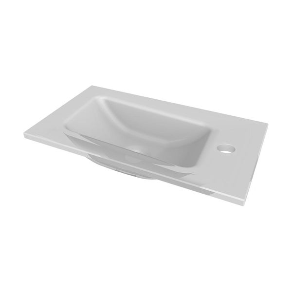Fackelmann LUNA Gäste-WC Set 2 Teile – Waschtischunterschrank in Anthrazit mit Waschbecken aus Glas in Weiß – SBC Waschbeckenunterschrank schmal – Türanschlag links – 45 cm breit