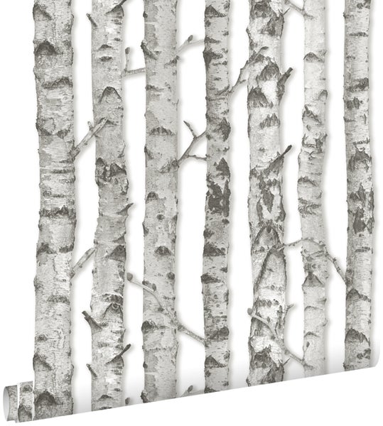 ESTAhome Tapete Birkenstämme Hellgrau - 53 cm x 10.05 m - 138889