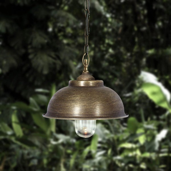 Hängelampe mit Kette und Glasschirm
