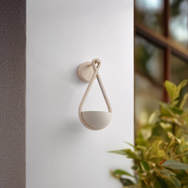 Lucande LED Beton Wandleuchte außen Florka (spritzwassergeschützt (Modern) in Creme aus, (2 flammig ) - Außenwandleuchten Wandlampe Led Außenlampe Outdoor für Außenwand/Hauswand