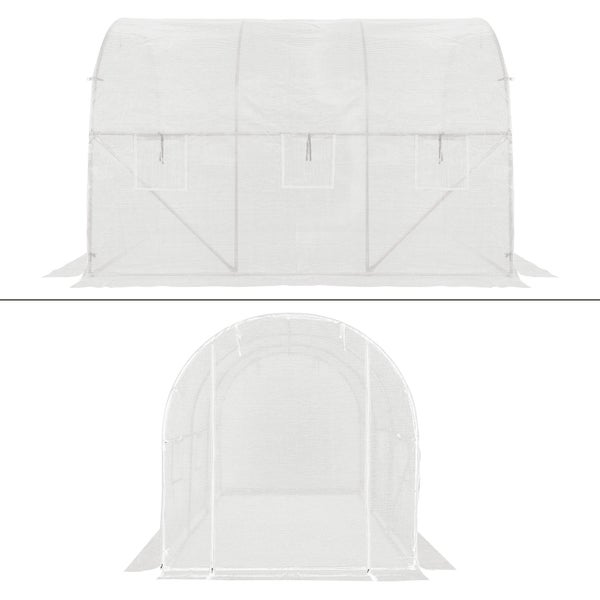ECD Germany Vervangfolie voor folietunnel 300x200x200 cm 6m² Groen met ritssluiting, deur en 6 ramen, scheurvaste kasfolie Tuinfolie Broeikas Tuintunnel Koudrekraamfolie