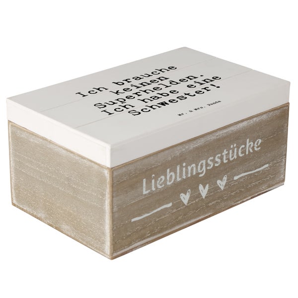 Mr. & Mrs. Panda 19 x 12 cm Holzkiste Ich brauche keinen Superhelden.... - Weiß