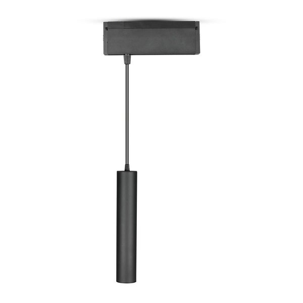 Schwarze Pendelleuchte mit zylindrischem Lampenschirm