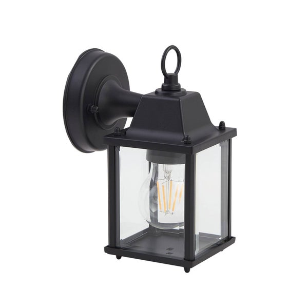 Lindby Wandleuchte außen (Laterne) Rurik (spritzwassergeschützt (Landhaus, Vintage Rustikal) in Schwarz aus Aluminium (1 flammig E27) - Außenwandleuchten Wandlampe Led Außenlampe Outdoor