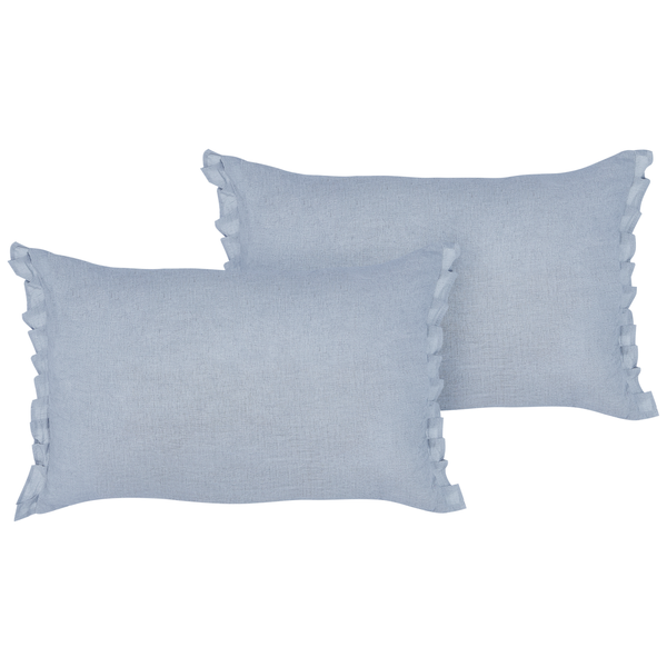 Dekokissen 2er Set SASSAFRAS Leinen 30 x 45 cm Hellblau Ohne Muster